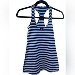Lululemon Cool Racerback Tank Top Size 4‎ Lavender Purple Black Stripe Gym Run